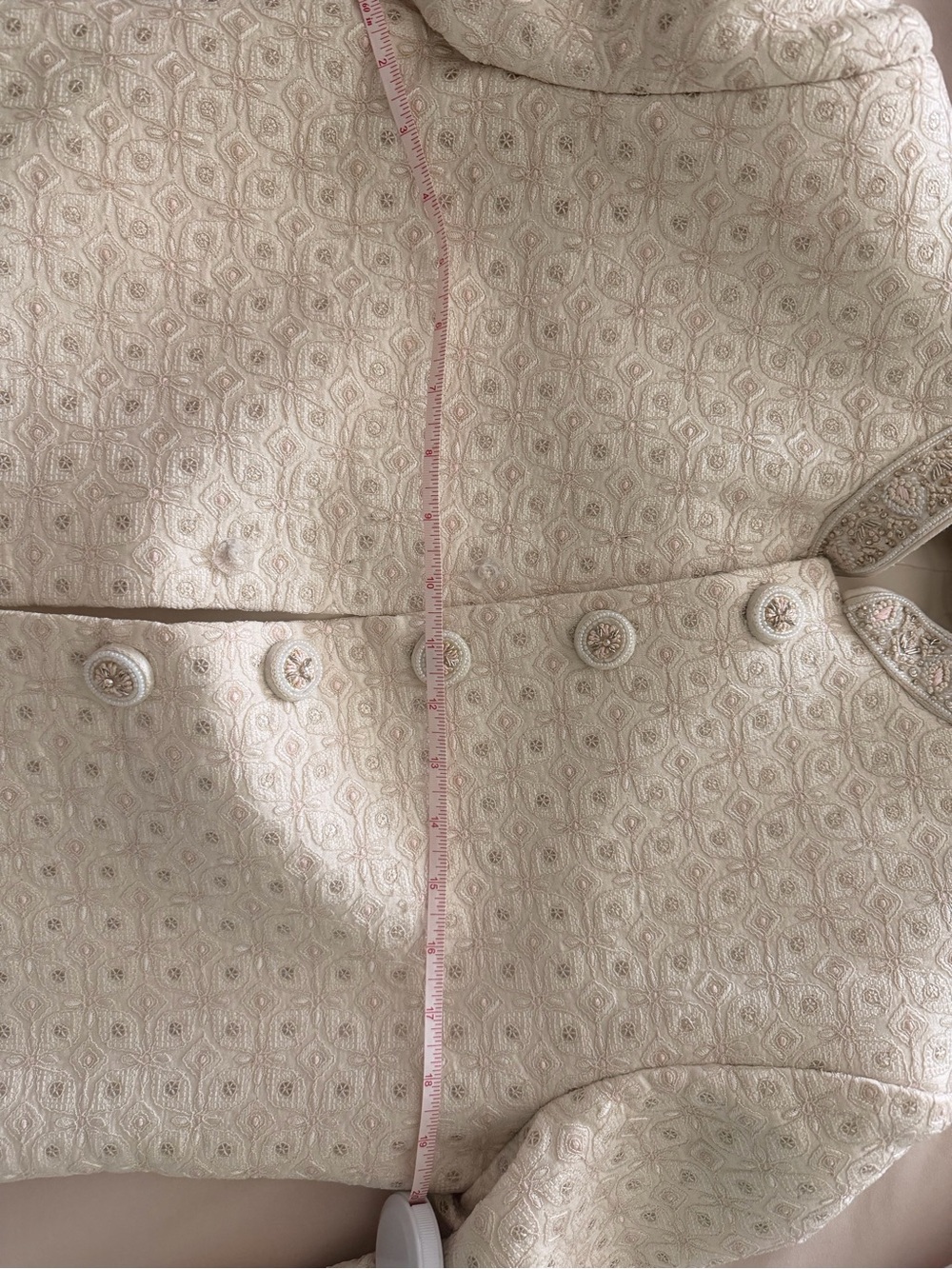 Ivory Embroidered Sherwani Button - Picture 4 of 6